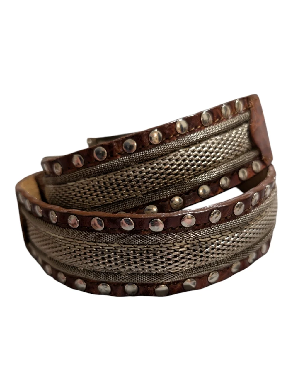 Cheval Design Studio Vintage Super Heavy Leather Mesh Metal Belt